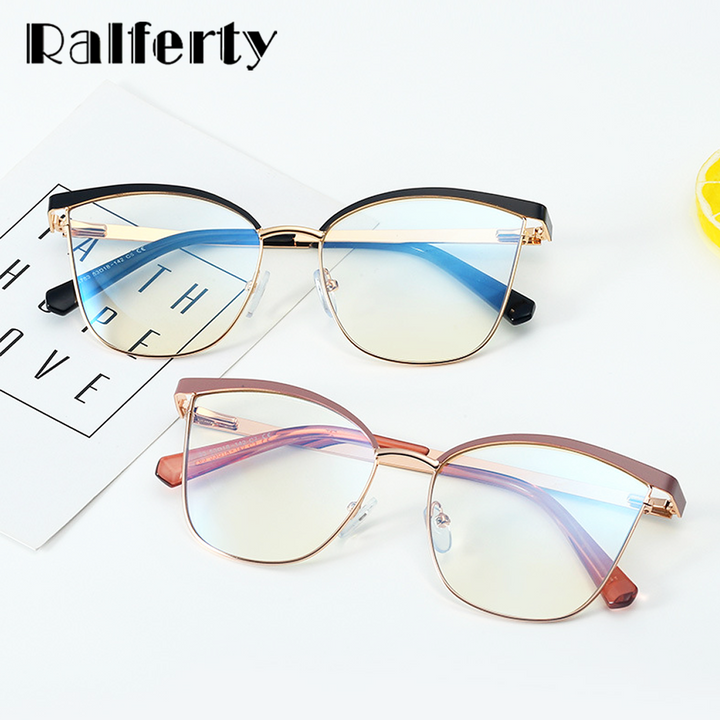 Ralferty Women's Full Rim Square Cat Eye Acetate Alloy Eyeglasses F95783 Full Rim Ralferty   