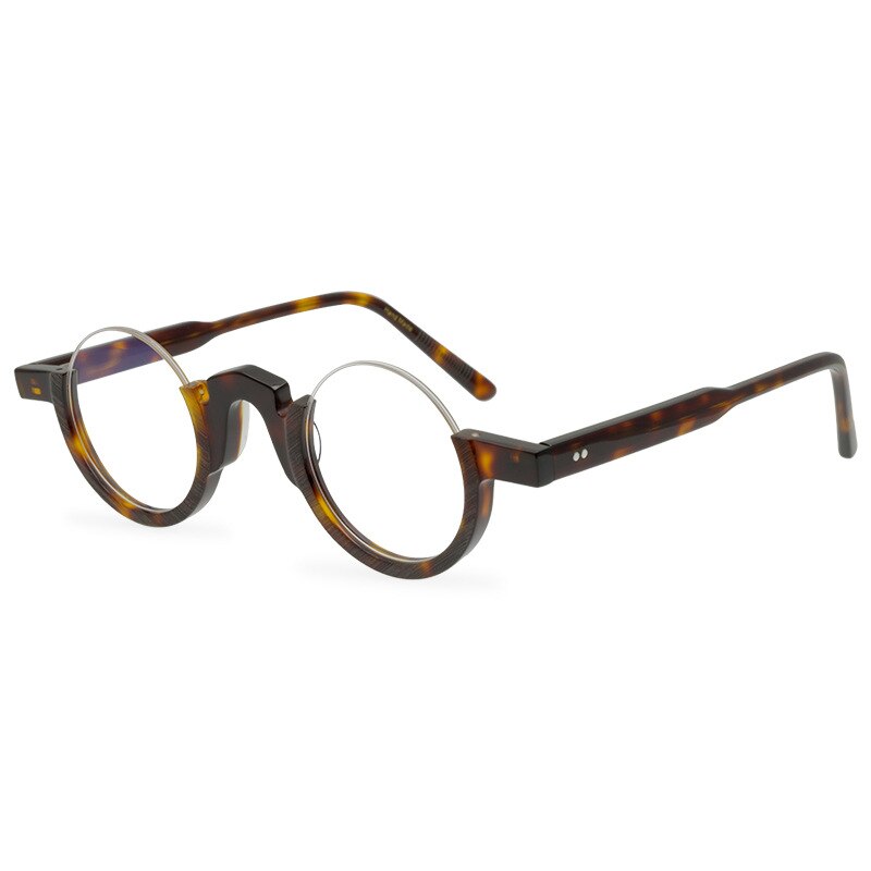 CCspace Unisex Semi Rim Round Acetate Eyeglasses 55258 Semi Rim CCspace Leopard China