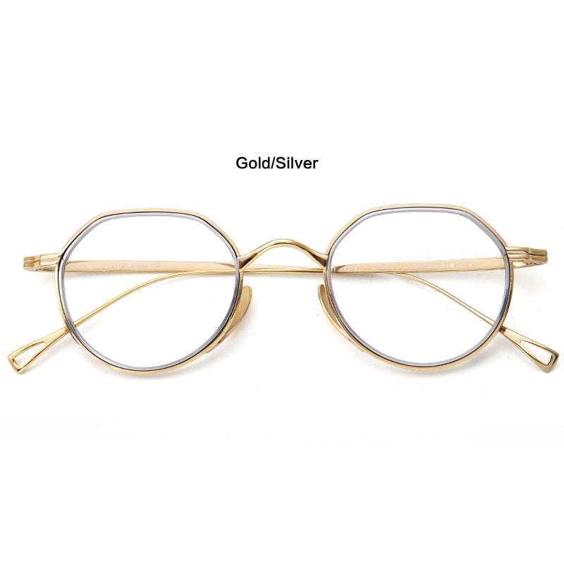 Muzz Unisex Full Rim Round Square Titanium Acetate Eyeglasses 1231 Full Rim Muzz C4
