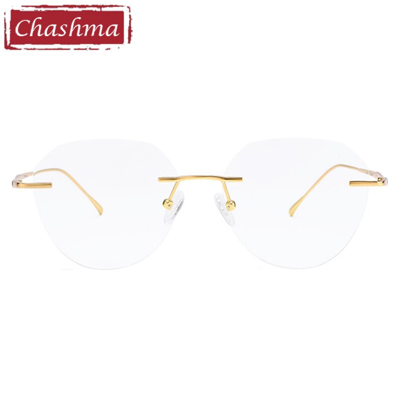Chashma Women's Rimless Diamond Cut Titanium Round Frame Eyeglasses 3018 Rimless Chashma