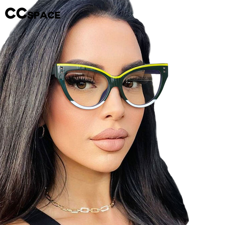 CCspace Women's Full Rim Big Cat Eye Acetate Eyeglasses S55337 Full Rim CCspace