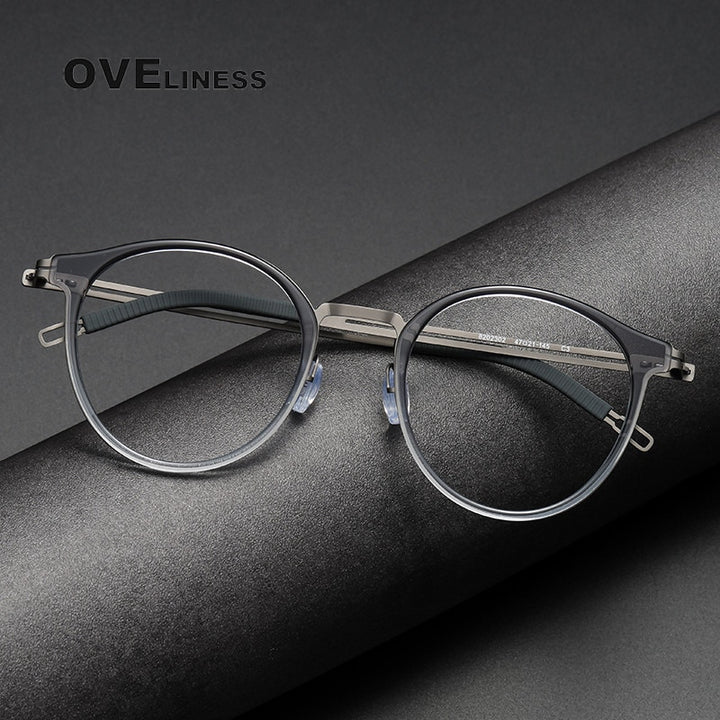 Oveliness Unisex Full Rim Round Titanium Eyeglasses 8202302 Full Rim Oveliness