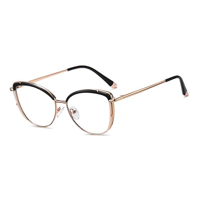 Ralferty Women's Full Rim Square Cat Eye Acetate Alloy Eyeglasses F95966 Full Rim Ralferty C6 Black - Beige China