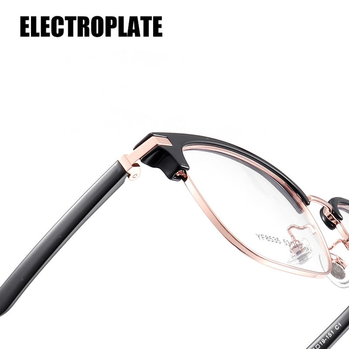 Yimaruili Men's Full Rim Square Alloy Acetate Frame Eyeglasses 8535YF Full Rim Yimaruili Eyeglasses