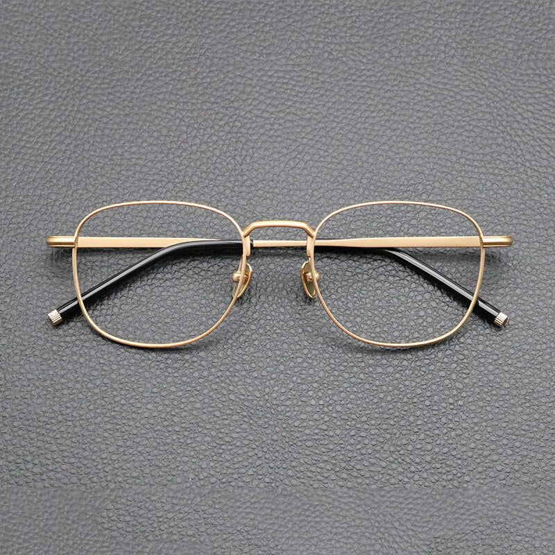 Gatenac Unisex Full Rim Square Titanium Eyeglasses Gxyj840 Full Rim Gatenac Gold