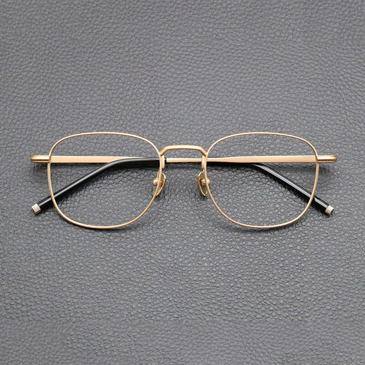 Gatenac Unisex Full Rim Square Titanium Eyeglasses Gxyj840 Full Rim Gatenac Gold