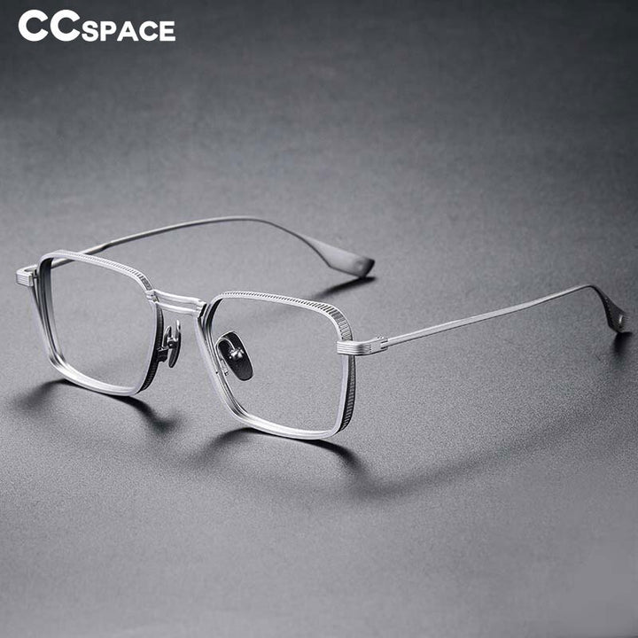 CCspace Unisex Full Rim Square Double Bridge Titanium Eyeglasses 53229 Full Rim CCspace