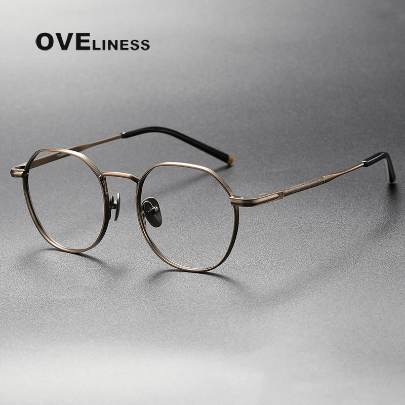 Oveliness Unisex Full Rim Round Square Titanium Eyeglasses Mira Full Rim Oveliness bronze