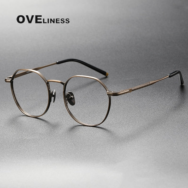 Oveliness Unisex Full Rim Round Square Titanium Eyeglasses Mira Full Rim Oveliness bronze