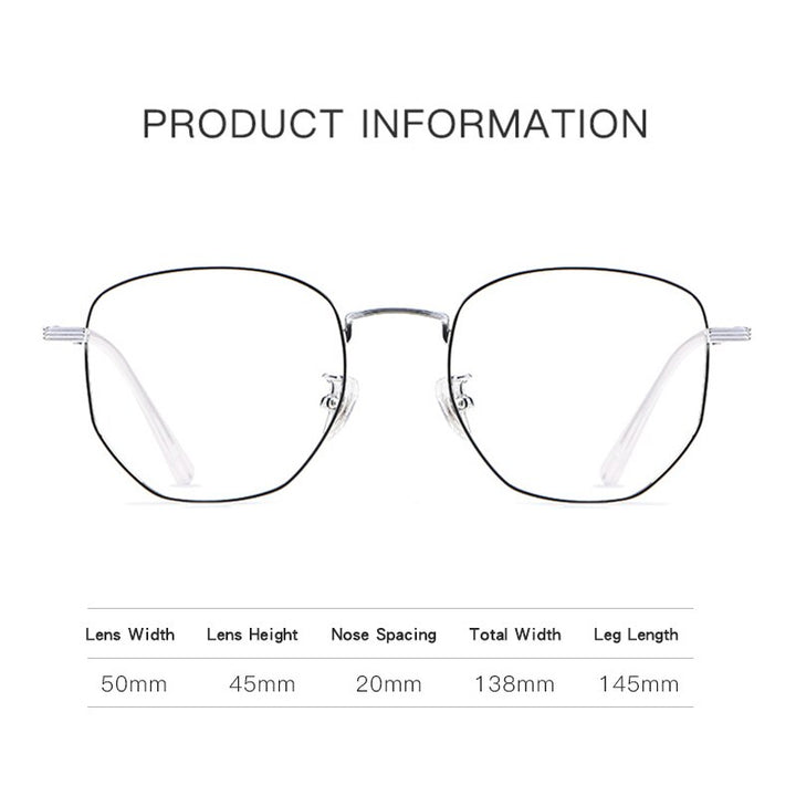 Yimaruili Unisex Full Rim Polygon Titanium Eyeglasses 9005 Full Rim Yimaruili Eyeglasses
