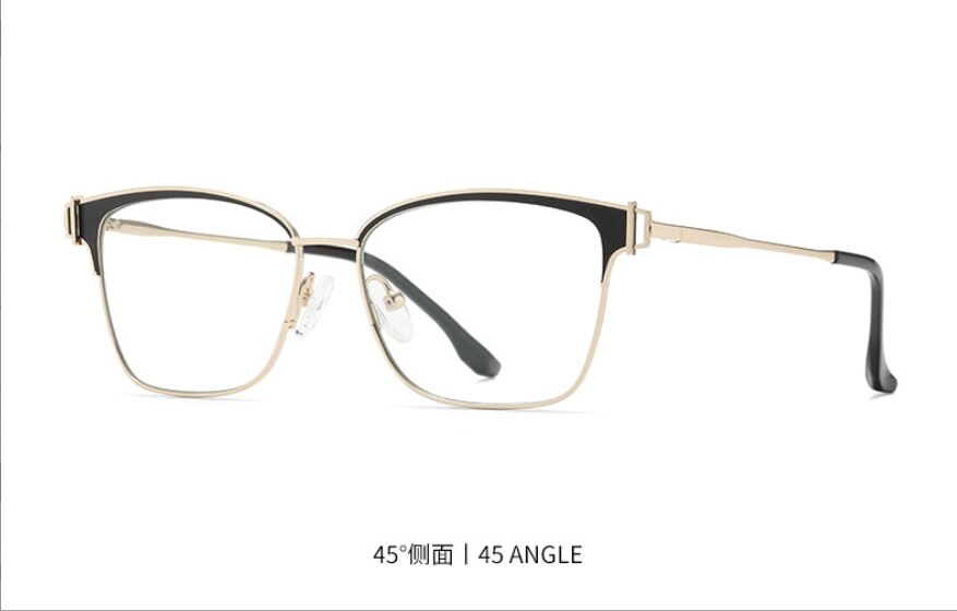 CCspace Women's Full Rim Square Acetate Alloy Eyeglasses 55605 Full Rim CCspace China Black