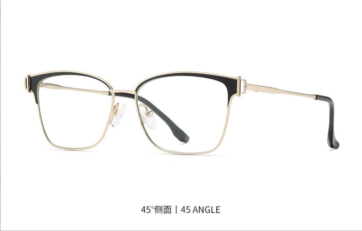 CCspace Women's Full Rim Square Acetate Alloy Eyeglasses 55605 Full Rim CCspace China Black