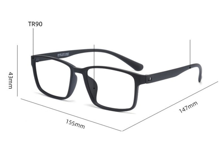 Cubojue Unisex Full Rim Oversized Tr 90 Titanium 155mm Myopic Reading Glasses Reading Glasses Cubojue