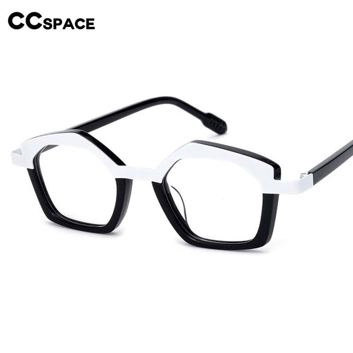CCspace Unisex Full Rim Small Irregular Cat Eye Acetate Titanium Eyeglasses 55086 Full Rim CCspace
