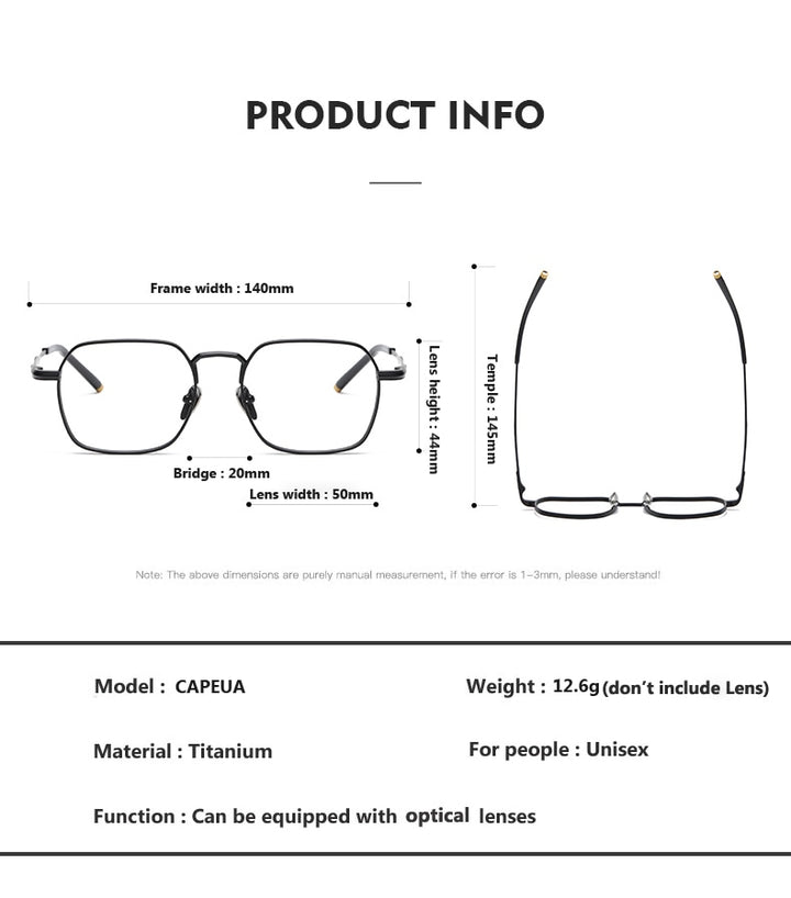 Oveliness Unisex Full Rim Irregular Square Titanium Eyeglasses Capeua Full Rim Oveliness