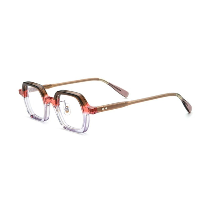 CCspace Unisex Full Rim Small Irregular Square Acetate Eyeglasses 54705 Full Rim CCspace Pink China