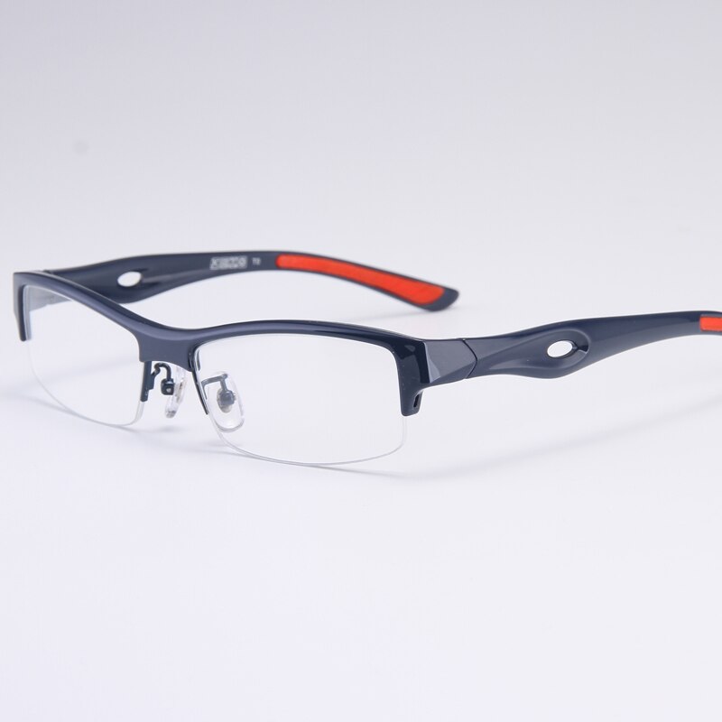 Bclear Men's Semi Rim Rectangle Tr 90 Sport Eyeglasses My1077 Semi Rim Bclear Dark Blue red