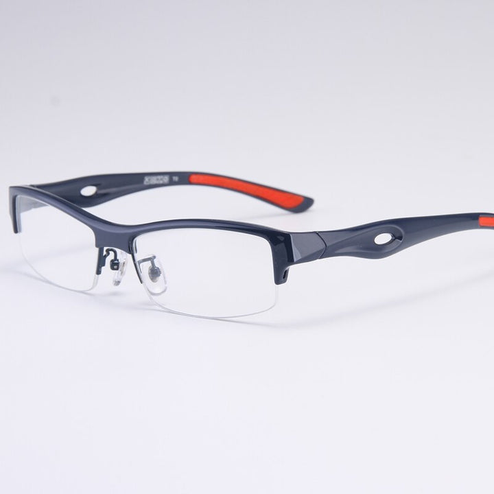 Bclear Men's Semi Rim Rectangle Tr 90 Sport Eyeglasses My1077 Semi Rim Bclear Dark Blue red