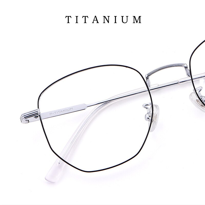 Yimaruili Unisex Full Rim Polygon Titanium Eyeglasses 9005 Full Rim Yimaruili Eyeglasses