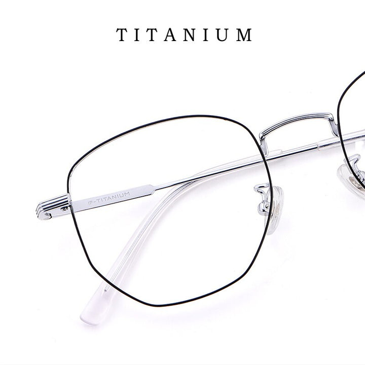 Yimaruili Unisex Full Rim Polygon Titanium Eyeglasses 9005 Full Rim Yimaruili Eyeglasses