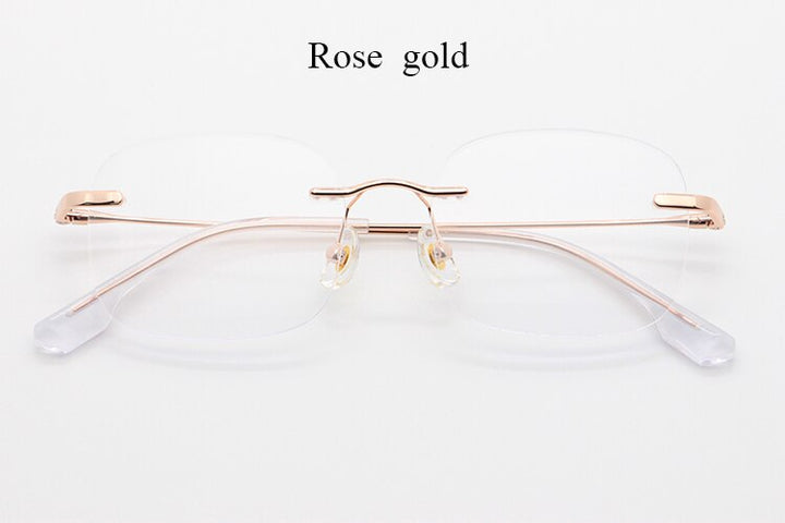 Bclear Unisex Rimless Square Titanium Frame Eyeglasses Myw01 Rimless Bclear Rose gold