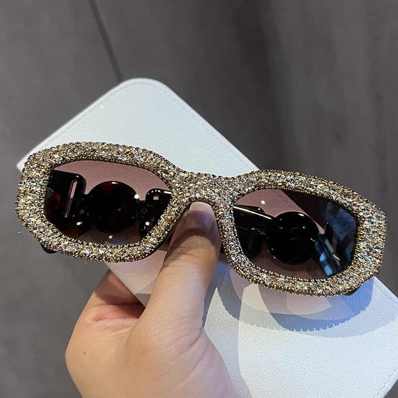 Monique Orenda Women's Full Rim Oval Rectangle Acetate Frame UV400 Sunglasses 8836 Sunglasses Monique Orenda Gold CN Other