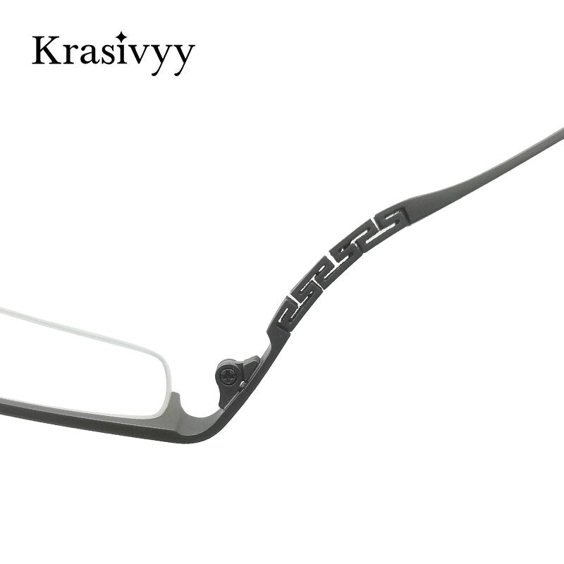Krasivyy Men's Semi Rim Square Spring Hinge Titanium Eyeglasses Kr0070 Semi Rim Krasivyy
