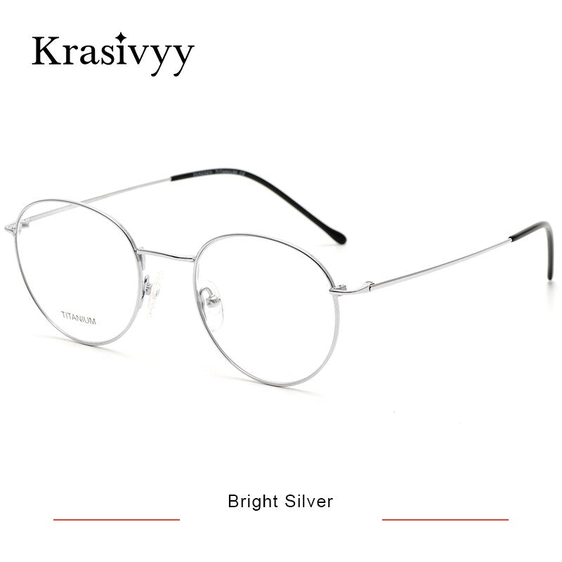 Krasivyy Women's Full Rim Round Titanium Eyeglasses Kr8406 Full Rim Krasivyy Bright Silver CN 