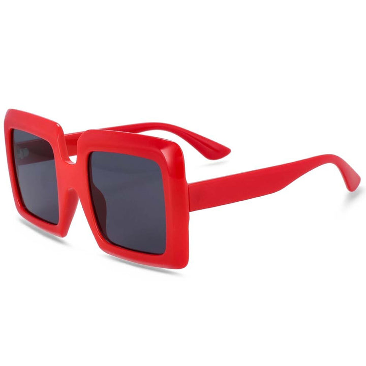 CCspace Women's Full Rim Oversized Square Resin Frame Sunglasses 54244 Sunglasses CCspace Sunglasses Red 54244
