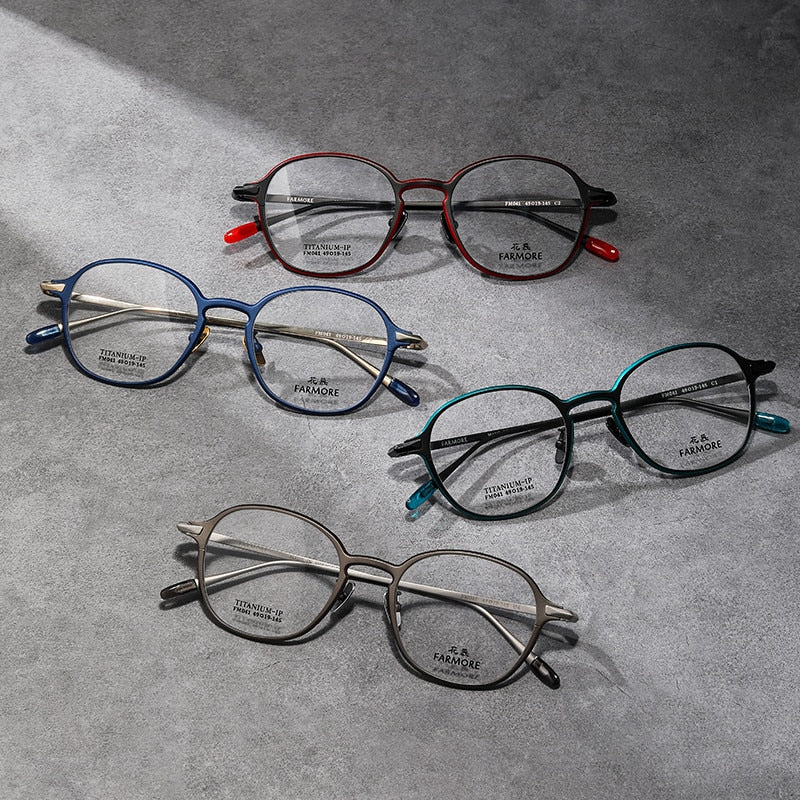 Reven Jate Unisex Full Rim Round Titanium Eyeglasses FM041 Full Rim Reven Jate