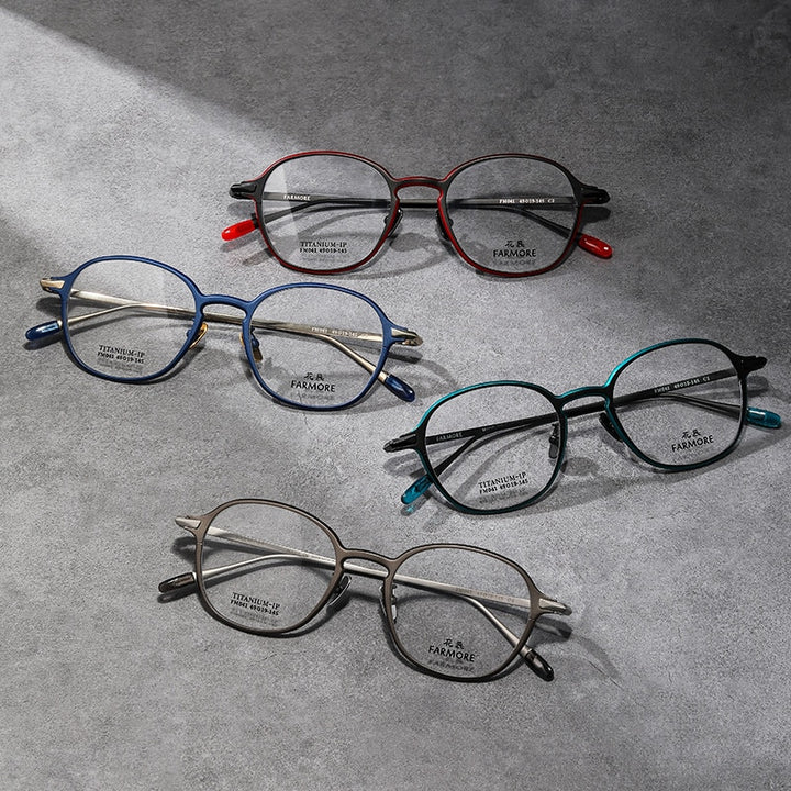 Reven Jate Unisex Full Rim Round Titanium Eyeglasses FM041 Full Rim Reven Jate