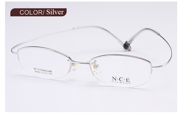 Bclear Women's Semi Rim Titanium Oval Eyeglasses Sc18026 Semi Rim Bclear