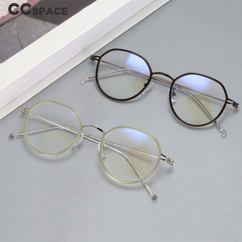 CCspace Unisex Full Rim Irregular Round Tr 90 Titanium Eyeglasses 53262 Full Rim CCspace