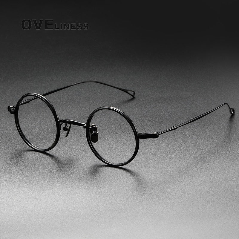 Oveliness Unisex Full Rim Round Titanium Eyeglasses V8 Full Rim Oveliness black