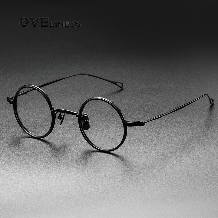 Oveliness Unisex Full Rim Round Titanium Eyeglasses V8 Full Rim Oveliness black