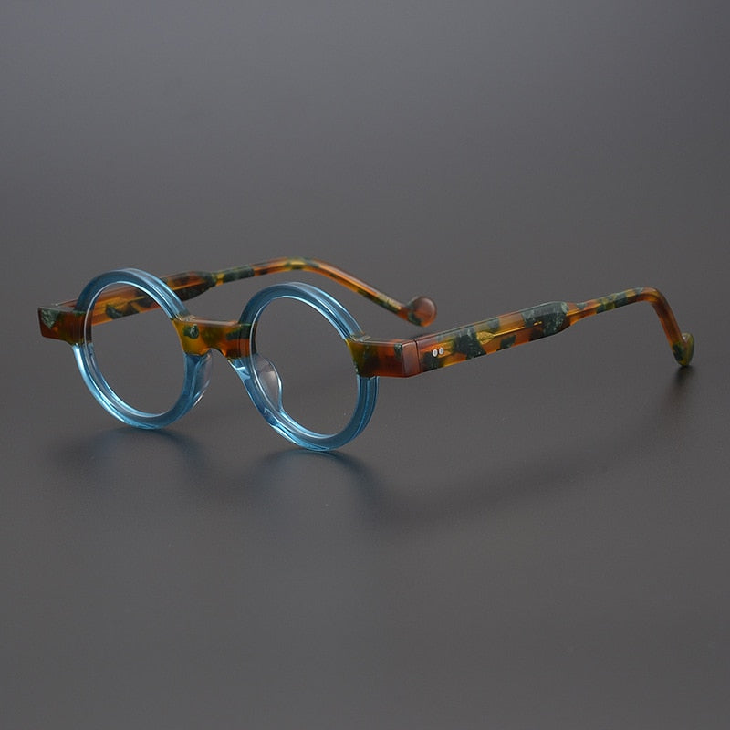 CCspace Unisex Full Rim Round Acetate Steampunk Eyeglasses 55104 Full Rim CCspace Blue China