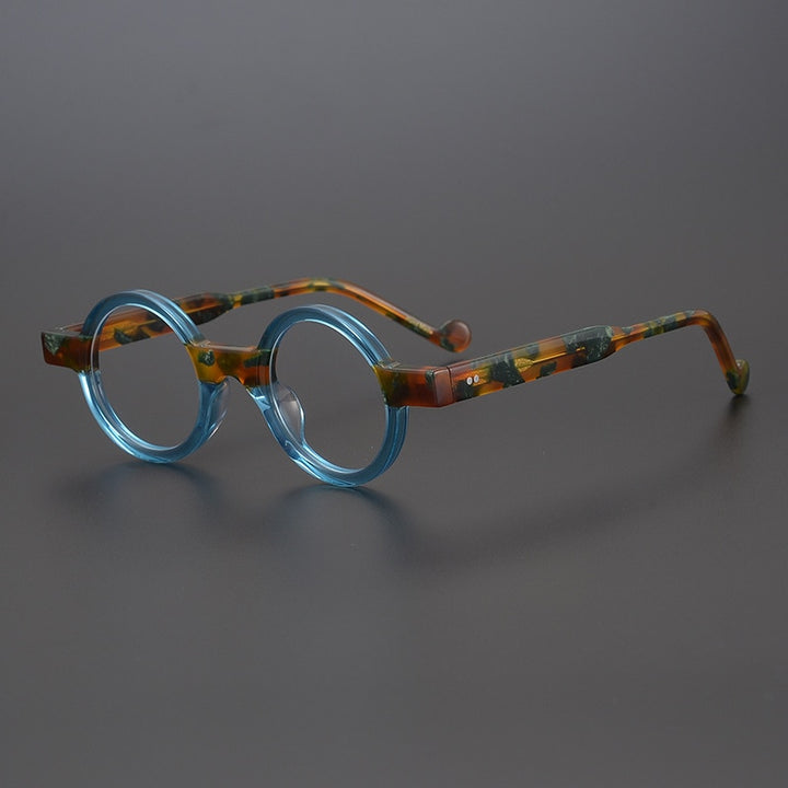 CCspace Unisex Full Rim Round Acetate Steampunk Eyeglasses 55104 Full Rim CCspace Blue China