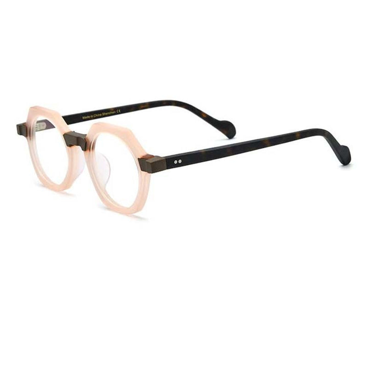 CCspace Unisex Full Rim Irregular Round Acetate Eyeglasses 54700 Full Rim CCspace Matte pink China