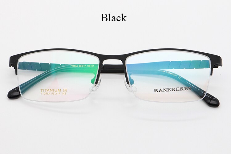 Bclear Unisex Semi Rim Square Titanium Frame Eyeglasses My71056a Semi Rim Bclear Black