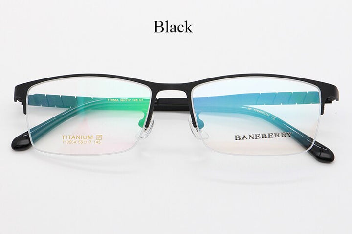Bclear Unisex Semi Rim Square Titanium Frame Eyeglasses My71056a Semi Rim Bclear Black