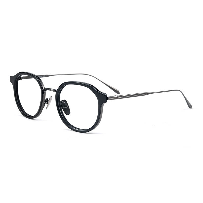CCspace Unisex Full Rim Square Cat Eye Acetate Titanium Eyeglasses 55740 Full Rim CCspace BlackGun China