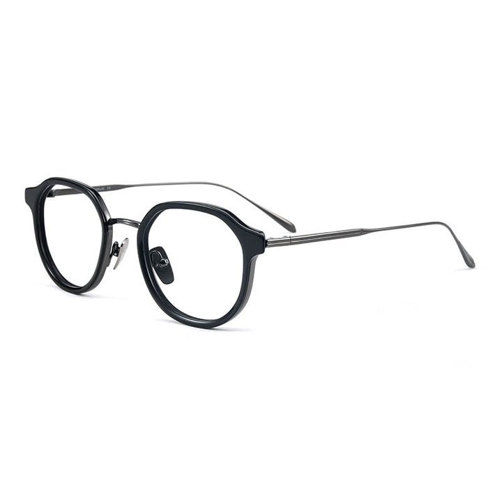 CCspace Unisex Full Rim Square Cat Eye Acetate Titanium Eyeglasses 55740 Full Rim CCspace BlackGun China