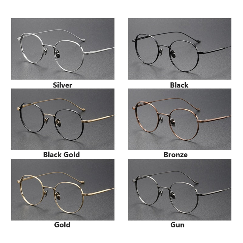 Oveliness Unisex Full Rim Round Titanium Eyeglasses Chordc Full Rim Oveliness