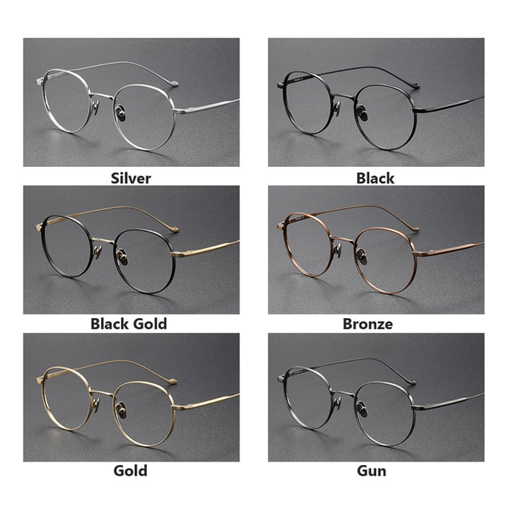 Oveliness Unisex Full Rim Round Titanium Eyeglasses Chordc Full Rim Oveliness