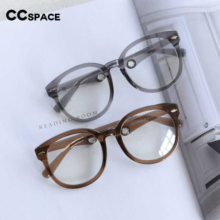 CCspace Unisex Full Rim Big Round Square Tr 90 Titanium Eyeglasses 55685 Full Rim CCspace
