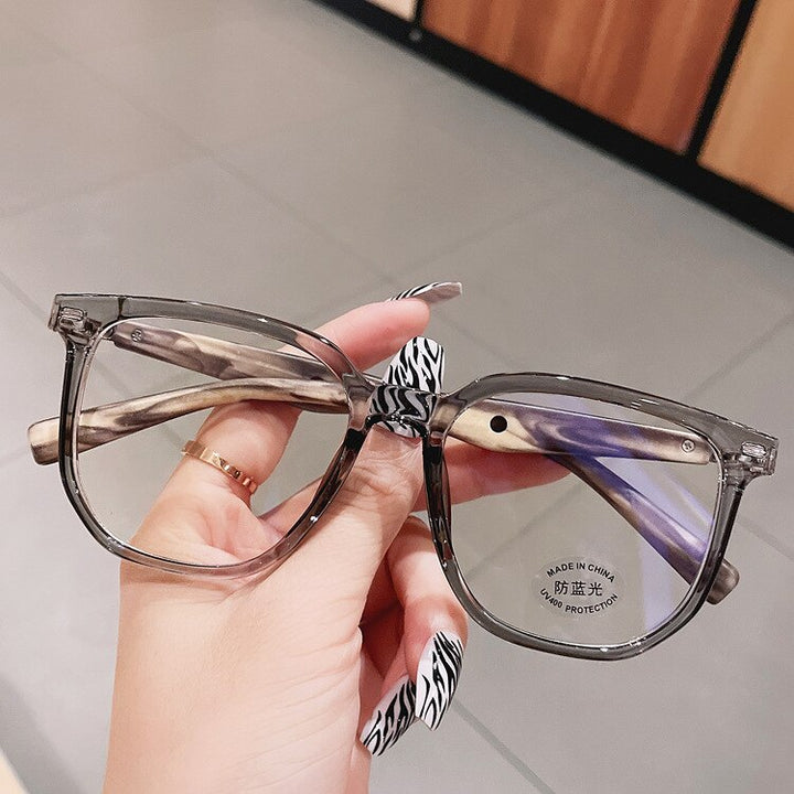 CCspace Unisex Full Rim Big Polygon Square Tr 90 Titanium Eyeglasses 55580 Full Rim CCspace China Gray