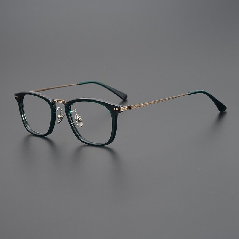 Gatenac Unisex Full Rim Round Square Titanium Eyeglasses Gxyj057 Full Rim Gatenac Green