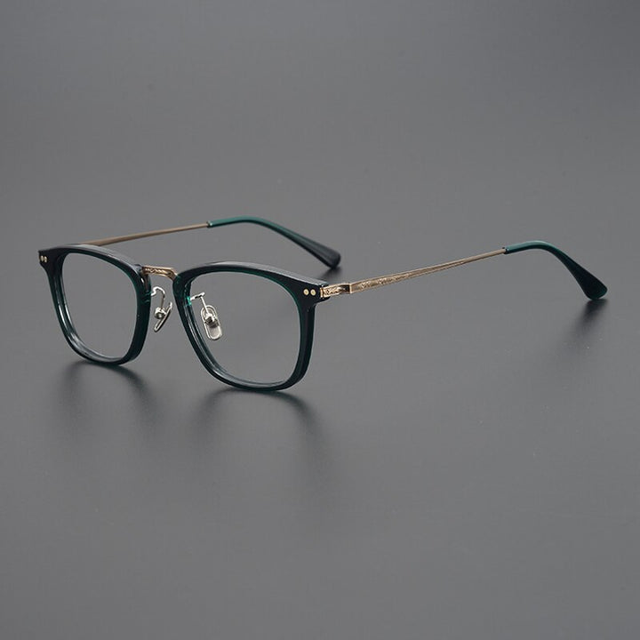 Gatenac Unisex Full Rim Round Square Titanium Eyeglasses Gxyj057 Full Rim Gatenac Green