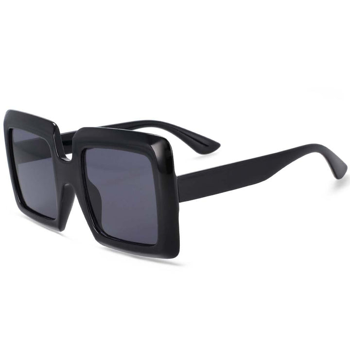 CCspace Women's Full Rim Oversized Square Resin Frame Sunglasses 54244 Sunglasses CCspace Sunglasses Black 54244
