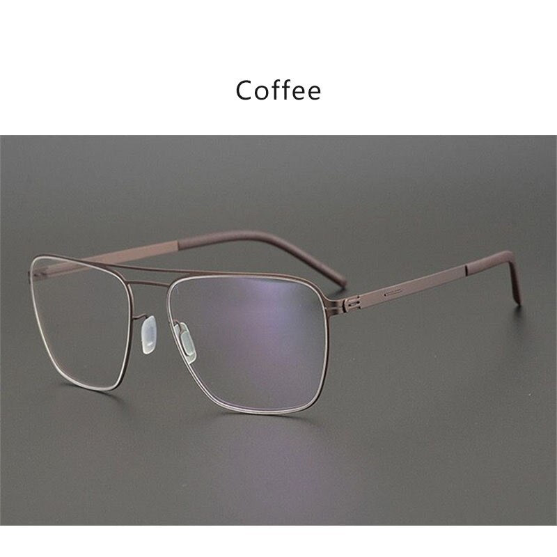 Hdcrafter Unisex Full Rim Square Tr 90 Titanium Double Bridge Eyeglasses Full Rim Hdcrafter Eyeglasses Coffee